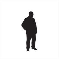 Silhouette of a man in a suit standing in front of a white background vector