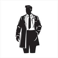 A silhouette of a man in a doctor's coat vector