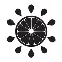 A black and white image of a lemon slice vector