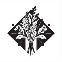 A bouquet of flowers in a square shape vector