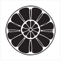 A black and white image of a flower in a circle vector