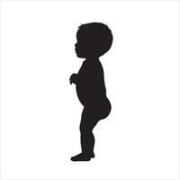 Silhouette of a baby standing on a white background vector