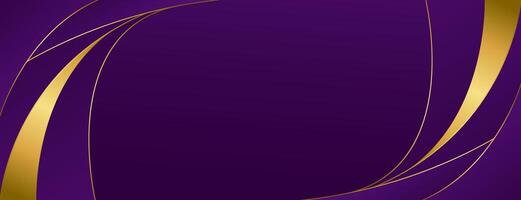 Elegant purple and gold abstract luxury banner background. Modern curved shapes. Suitable for web banners, Invitations, awards, events, templates, covers, pages, and headers vector