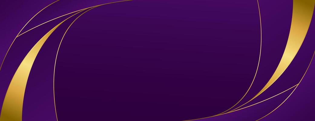 Elegant purple and gold abstract luxury banner background. Modern curved shapes. Suitable for web banners, Invitations, awards, events, templates, covers, pages, and headers