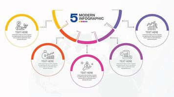 Half circle 5 option infographic vector
