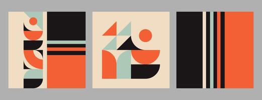 Bold Retro Geometric Abstract Art Set vector