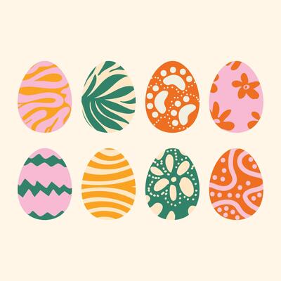 Retro Easter Eggs Collection - Decorative Set