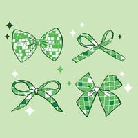 Coquette Disco Green Bow Set Illustration vector