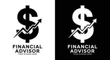 Financial Advisor Logo Bold Black Dollar Chart for Wealth Management vector