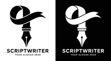 Scriptwriter Logo Bold Black Scroll Pen for Compelling Narratives vector