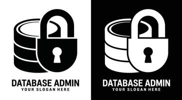 Database Admin Logo Bold Black Cylinder Lock for Data Security vector