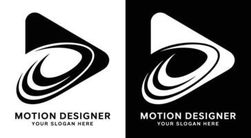Motion Designer Logo Bold Black Play Trail for Dynamic Animation vector