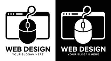 Web Design Logo Bold Black Mouse Window for Digital Craftsmanship vector