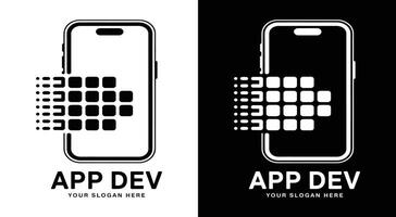 App Development Logo Bold Black Phone Grid for Digital Creation vector