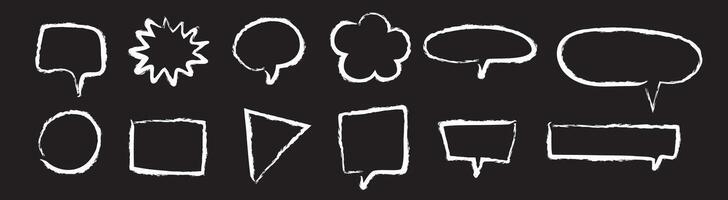Set of speech bubbles in Hand-drawn style , chatting box, message box outline cartoon elements vector