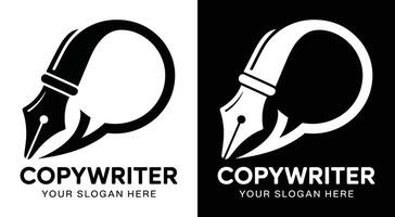 Copywriter Logo Bold Black Pen Speech for Persuasive Messaging vector