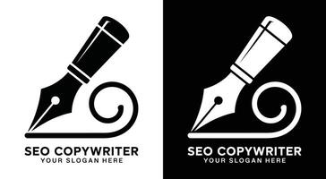 SEO Copywriter Logo Bold Black Tag Pen for Content Optimization vector