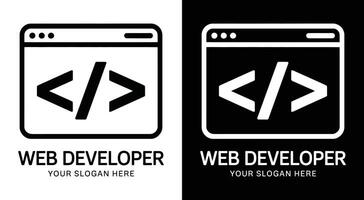 Web Developer Logo Bold Black Code Browser for Coding and Programming vector