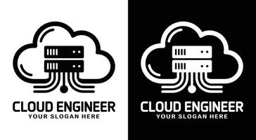 Cloud Rack Engineer Logo Bold Black for Scalable Server Infrastructure vector