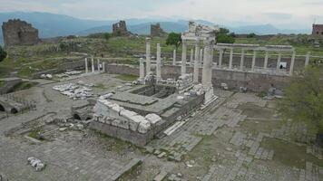 Ruins of Pergamon acropolis with standing columns and ancient layout video