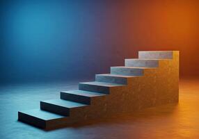 3d rendering of stairs on a dark background photo