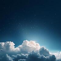 Beautiful image of fluffy clouds against a dark starry night sky photo