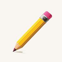 Realistic Yellow Pencil With Pink Eraser And Shadow On A White Background vector