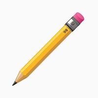 Yellow Number Two Pencil With Eraser Realistic Illustration On White Background vector