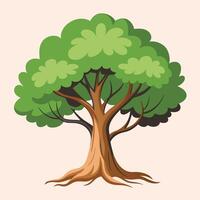 Stylized Tree Illustration With Green Leaves And Brown Trunk On Light Background vector