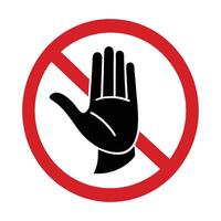 Prohibited Sign Showing A Hand With A Stop Gesture In Black And Red vector