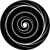 Abstract Circular Swirl Graphic In Black And White Minimalist Design vector