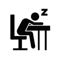 Sleeping Student Resting On Desk Icon Black Pictogram Representation vector