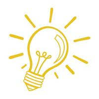 Yellow Lightbulb Icon Symbolizing New Ideas And Solutions On White Background vector