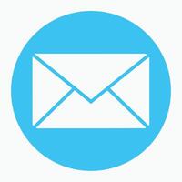 White Email Envelope Icon On A Blue Circular Background Communication Technology vector