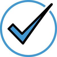 Check Mark Icon Inside Blue Circle Line Isolated On White Background Symbol vector