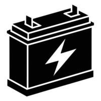 Black And White Car Battery Illustration Icon Symbol Design vector