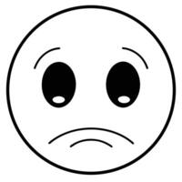 Monochrome Outline Of Sad Emoji Face With Drooping Brows And Downcast Mouth vector