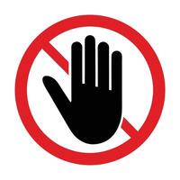 Do Not Enter Sign With Hand And Red Circle Symbol vector