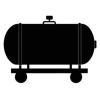 Black Silhouette Of A Horizontal Liquid Tank On A Wheeled Platform Isolated vector