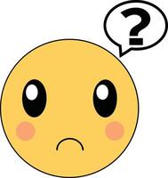 Confused Emoticon With A Question Mark Symbol Above It Representing Questioning And Thinking vector