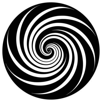 Abstract Circular Swirl Pattern Design In Black And White Minimalist Style Illustration