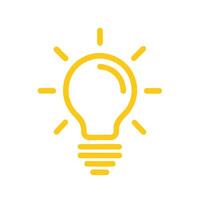 Yellow Lightbulb Icon Shining Brightly On White Background For Ideas And Innovation vector