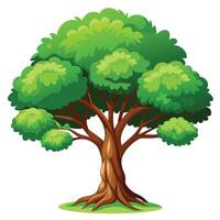 Cartoon Style Tree Illustration With Lush Green Foliage And Brown Trunk vector