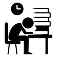 Exhausted Student Studying Late With Books Deadline Concept Illustration vector