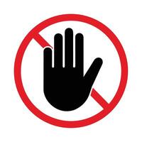 Do Not Enter Sign Featuring A Black Hand On A White Background vector