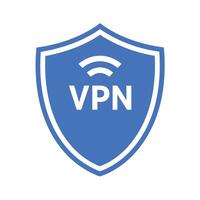 Blue Shield Icon With Vpn And Wireless Symbol For Secure Connection vector
