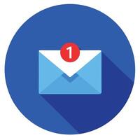 New Email Notification Icon In Blue Circle Isolated On White Background vector