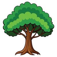 Illustration Of A Tree With Green Leaves And Brown Trunk On White Background vector