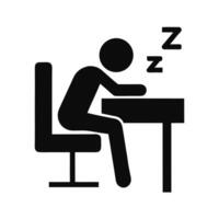 Sleeping Student At Desk Silhouette Icon Tired Person Napping Simple vector