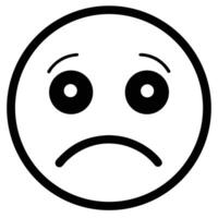 Sad Emoji Face Expression Black And White Round Shape Depressed Illustration vector